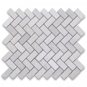 Cream marfil herringbone mosaic tiles