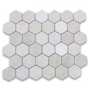 Crema marfil 2 inch hexagon mosaic tile tumbled