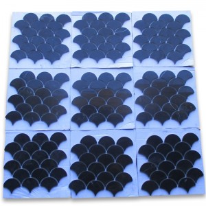 Nero marquina marble grand fish scale fan shaped mosaic tile polished