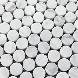 Bianco carrara white honed 3/4 penny rounds mosaic tile
