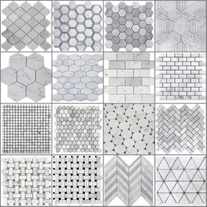 Carrara white mosaic tiles